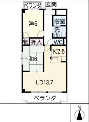 ステージアス(2LDK/6階)の間取り写真
