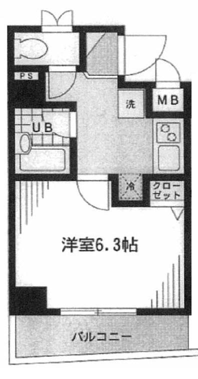 パウロニアヴァレーテイク1岸根公園(1K/3階)の間取り写真