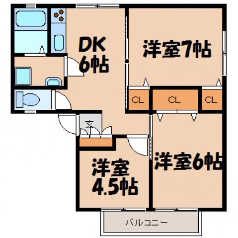 リリハ26(3DK/1階)の間取り写真