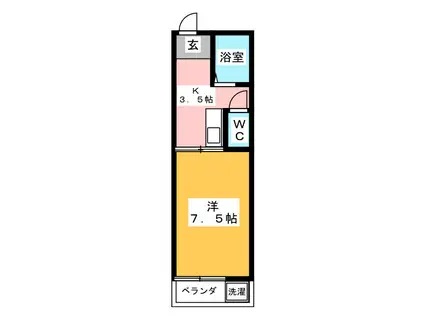 カーサ野田(1K/2階)の間取り写真