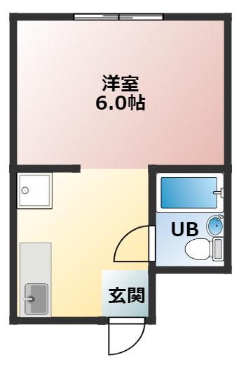 松ハイツ(1K/2階)の間取り写真