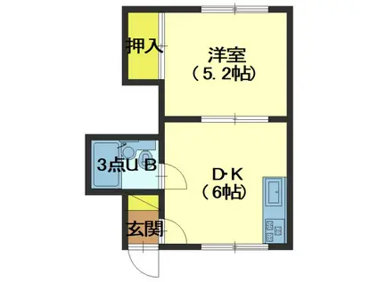 コーポ白鳥(1DK/2階)の間取り写真
