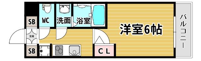 エステムコート中之島GATEII(1K/9階)の間取り写真