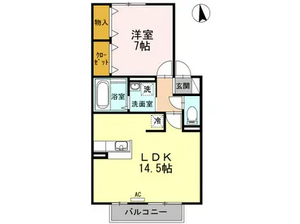 リビングタウン江戸屋敷(1LDK/1階)の間取り写真