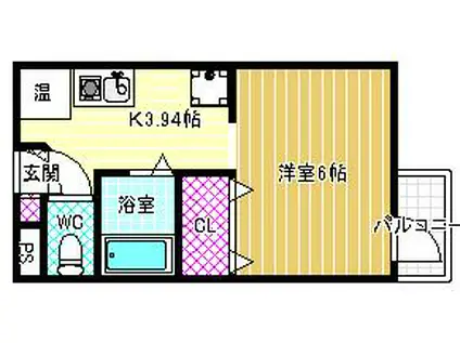 JPアパートメント柏原(1K/3階)の間取り写真