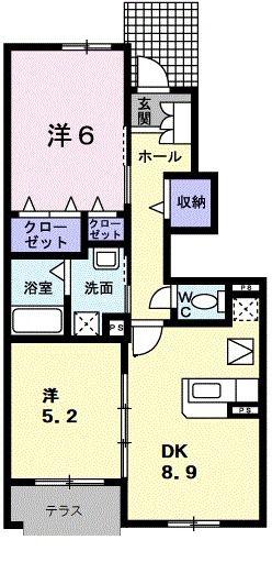 クール・ヴィヴァーチェC(2DK/1階)の間取り写真