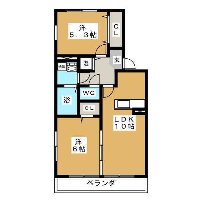 イーストエンジェル青山A棟(2LDK/2階)の間取り写真