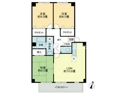 フォブールサウス(3LDK/3階)の間取り写真