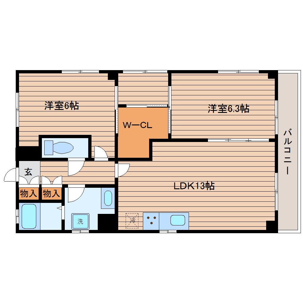 SEALS二日町(2LDK/7階)の間取り写真