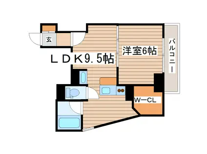 平和マンション北仙台(1LDK/7階)の間取り写真