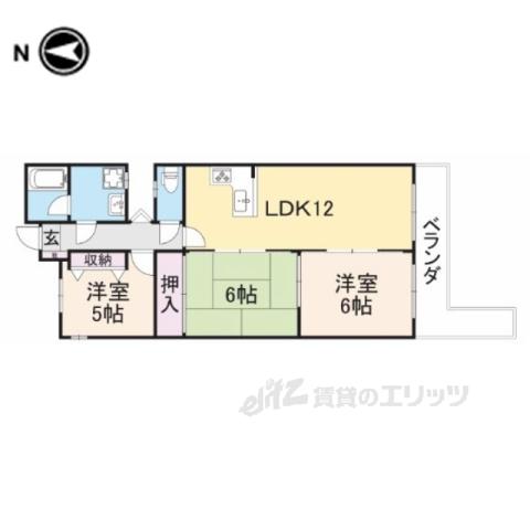 プレジール学園前(3LDK/2階)の間取り写真