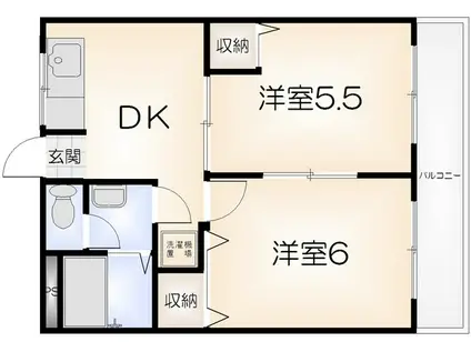 コーポ二丈(2DK/2階)の間取り写真