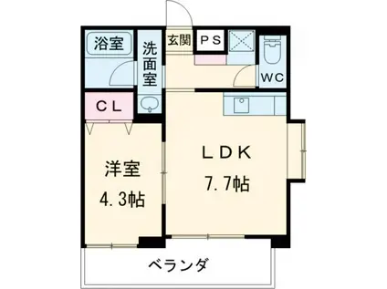 春陽館大野(1DK/2階)の間取り写真