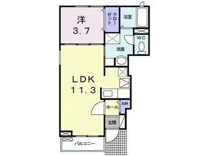 クリエンテII(1LDK/1階)の間取り写真