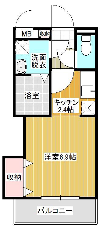 LA VITA E BELLAII(ワンルーム/2階)の間取り写真