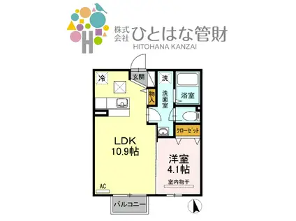 セレーノ・サンガ A(1LDK/1階)の間取り写真