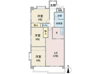 東栄ビル(3LDK/4階)の間取り写真