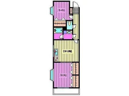 ラ・プリームラ(2DK/3階)の間取り写真