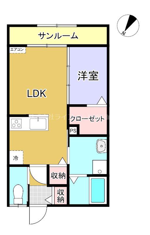 グランジュテ八鹿(1LDK/2階)の間取り写真