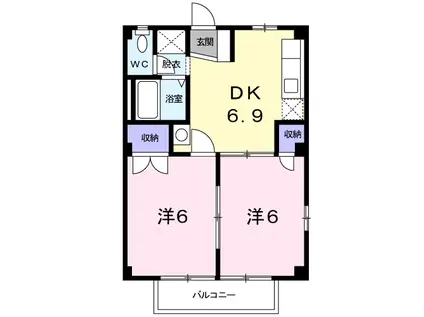 ファミールひまわりB(2DK/2階)の間取り写真