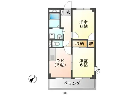 サニーハイツII(2DK/1階)の間取り写真