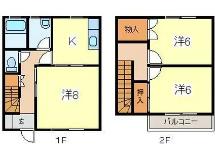 JR東北本線 矢幅駅 徒歩15分 2階建 築27年(3K/1階)の間取り写真