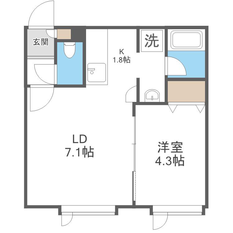 グランシティ本町(1LDK/2階)の間取り写真