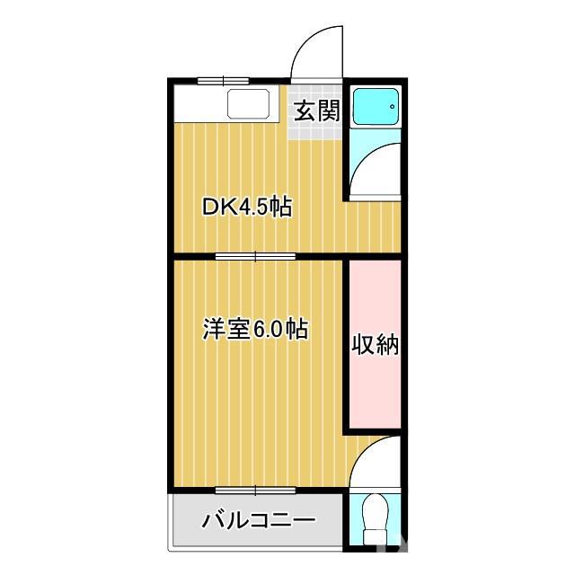 マンション清涼(1DK/3階)の間取り写真