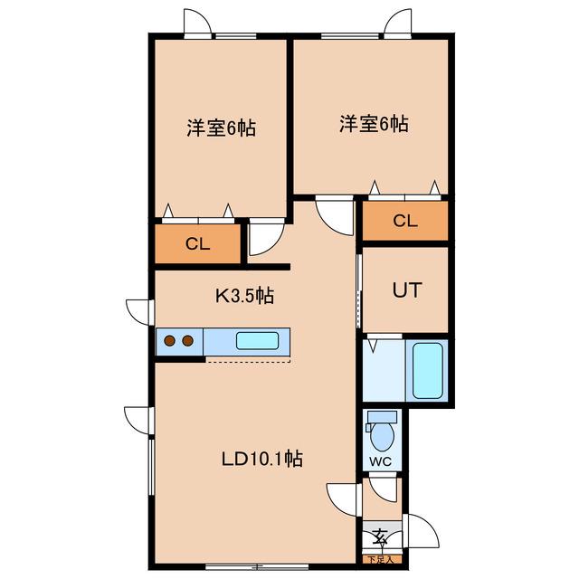 プレール(2LDK/1階)の間取り写真