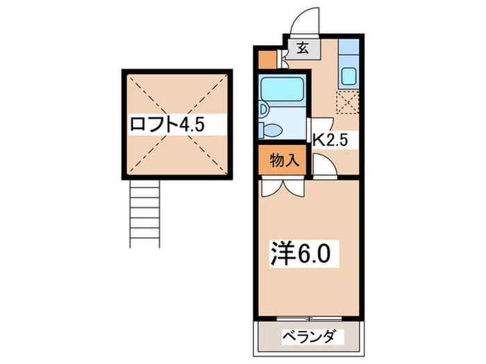 ヴィラ湘南台(1K/1階)の間取り写真