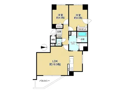 ヴェルデ月寒(2LDK/2階)の間取り写真