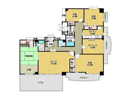 フォーシーズンズ芦屋(4LDK/5階)の間取り写真