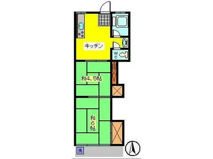 千葉コーポ(2DK/2階)の間取り写真