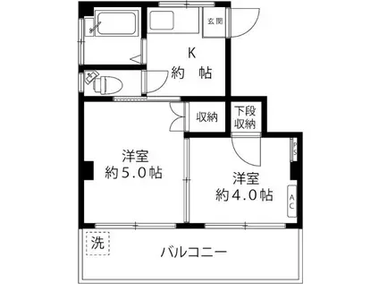 マンションうぐいす(2K/3階)の間取り写真