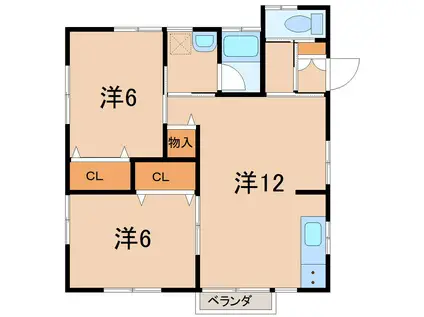 リバティベル東町II(2LDK/2階)の間取り写真