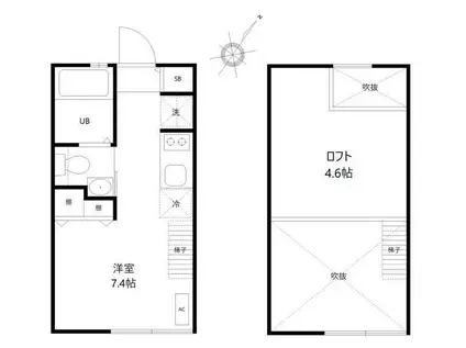 グランエッグス東中野S(ワンルーム/2階)の間取り写真