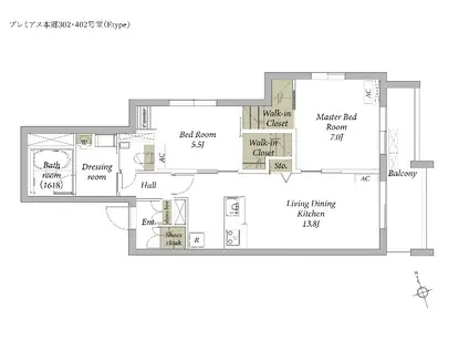 プレミアス本郷(2LDK/3階)の間取り写真