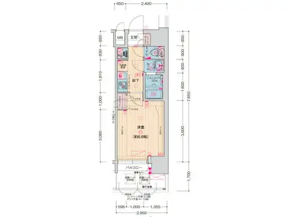 ソルテラスKOBE湊町(1K/5階)の間取り写真