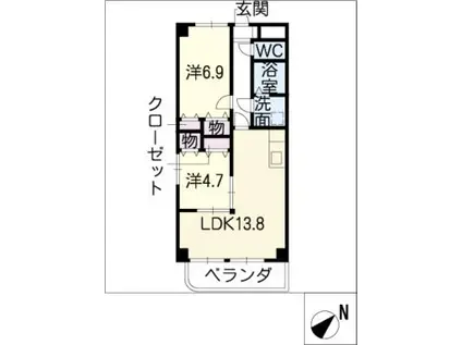 コンフォール和合(2LDK/2階)の間取り写真