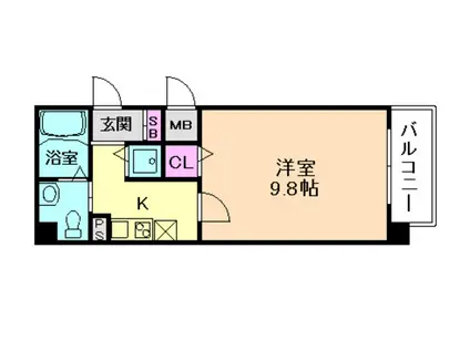 ガゼルコーヴ都島北通2(1K/8階)の間取り写真