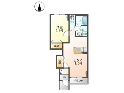 プレジールA(1LDK/1階)の間取り写真