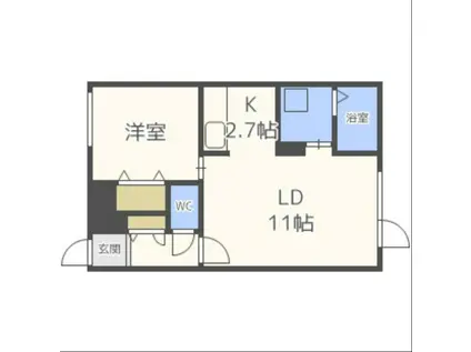 ブルーイング平岸(1LDK/2階)の間取り写真