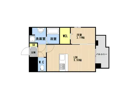 住吉3丁目203(1LDK/5階)の間取り写真