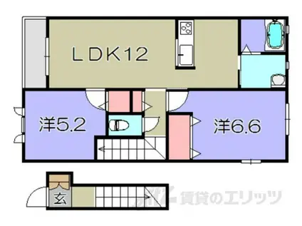 ひだまり(2LDK/2階)の間取り写真