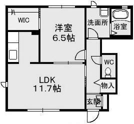 コンフォートA棟(1LDK/1階)の間取り写真