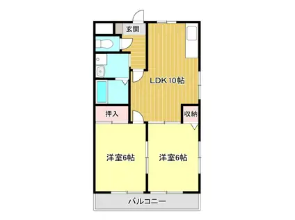 コーポ瀬崎(2LDK/3階)の間取り写真