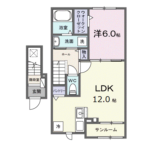 クレストールIII B(1LDK/2階)の間取り写真