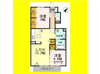 クレール(2LDK/1階)の間取り写真