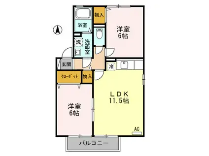 セジュールウィルモアA(2LDK/2階)の間取り写真