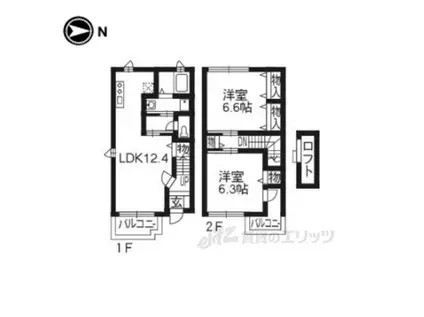ラフレシールⅡ(2LDK/2階)の間取り写真